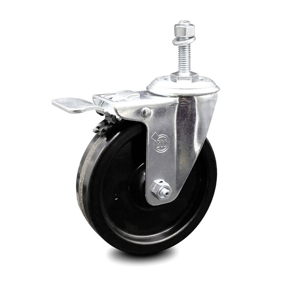 5 Inch Phenolic Swivel 10mm Threaded Stem Caster with Total Lock Brake SCC